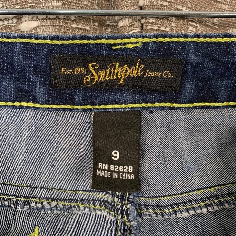 Vintage Y2K Southpole Denim Jeans‎ Green Embroidered Pocket Women's 9 - Picture 8 of 11